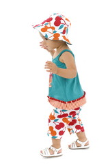 Little Child Walking on white background .