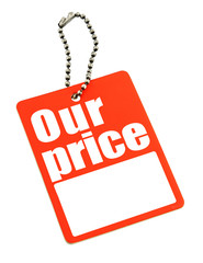 price tag with copy space isolated on white,