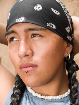 Portrait of a handsome 15 year old Native American boy