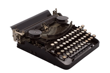 Vintage typewriter on an isolated white background