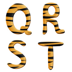 Part of alphabet in tiger skin