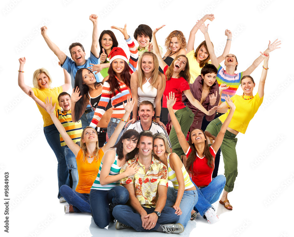 Wall mural happy funny people. isolated over white background.