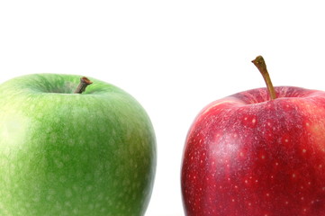 Red an green apples isolated on a white background