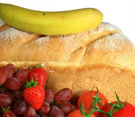 collection of fruit with bread
