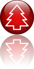 christmas tree red button with reflection
