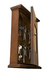 Keys hung in wooden box