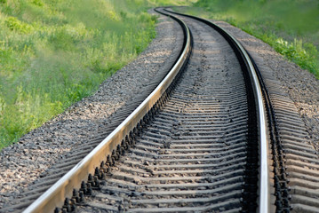 Fototapeta na wymiar railroad tracks in a countryside