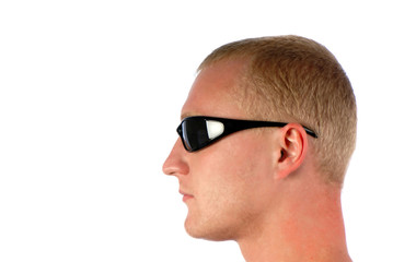 portrait of  young businessman in dark sunglasses