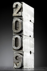 vintage lead letters forming 2009