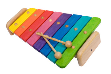 Rainbow Colored Wooden Toy Xylophone