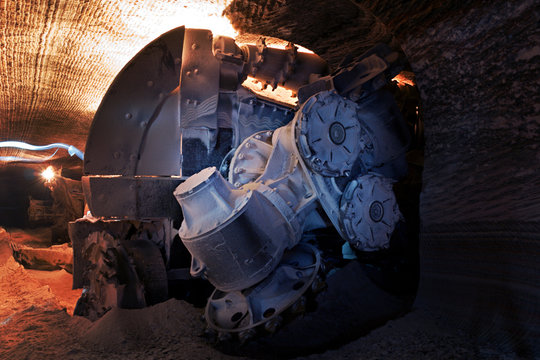 heading machine in a salt mine (underground mining)