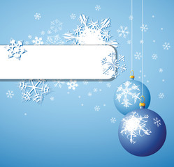 Christmas bulbs with snowflakes on blue background