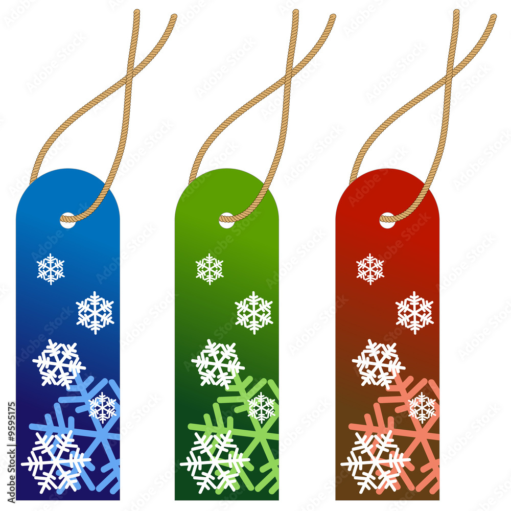 Wall mural Christmas labels with snowflakes