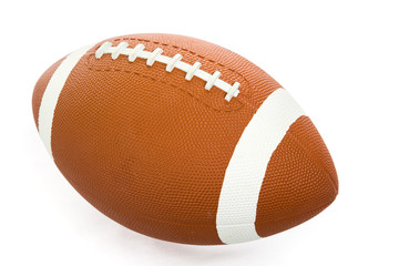 American football isolated on white.  Clipping path included.