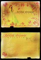 grunge vintage invitation for bridal shower with bride