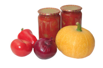 Fresh vegetables and home-made preserves
