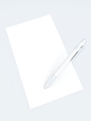 pen and paper in light tones