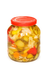 Pickels jar isolated on the white background