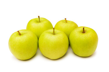 Green apples isolated on the white background