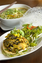 Savory Vietnamese clam noodles with banana and herbs