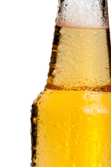 Beer bottle neck, with condensate, solated