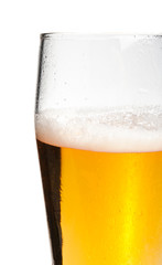 Glass with beer, side shot, isolated