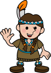 Illustration de fille en costume amérindien