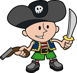 Illustration of boy in pirate costume