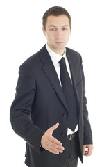 Young businessman saying hello