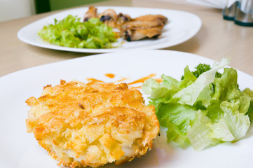 meat with salad