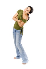 Naklejka premium Woman smiling with crossed arms .