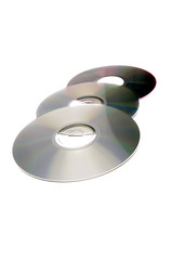 Three compact discs on white