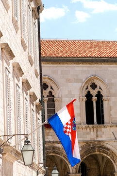 flag of croatia on the city hall