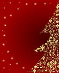 goldener weihnachtsbaum auf rotem hintergrund