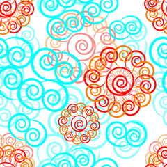 Pencil seamless wallpaper: clouds and sun