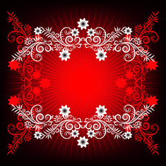 Vintage Background  Flowers frame Red Blue