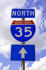 A highway 35 road sign in Texas. - 9626764