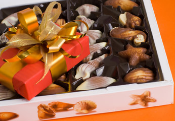 chocolate candies with new-year gift