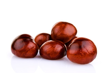 Chestnuts isolated on white background