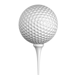 White golf ball isolated on white background
