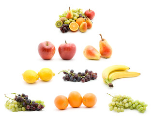 fruit pyramid studio isolated over white