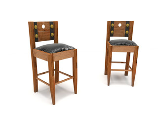 Wooden chairs on a white background