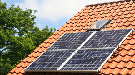 Solar panels on the roof of a private home