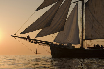 Fototapeta na wymiar Sitting on a sailboat