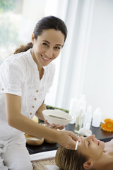 beautician at work, smiling