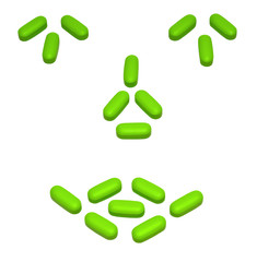 Smile of pills over white