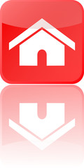 home red button with reflection