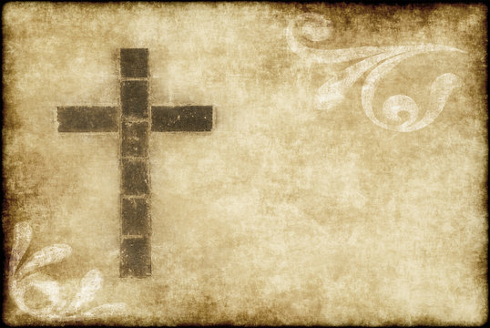 great image of a christian cross on parchment paper