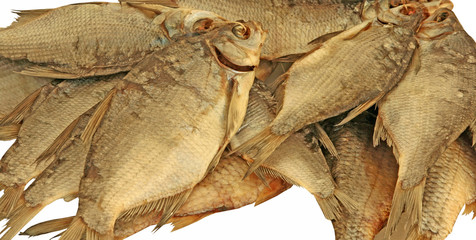 Dried fishes. Isolated objects on a white background..