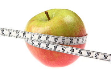 Apple and a measure tape, diet